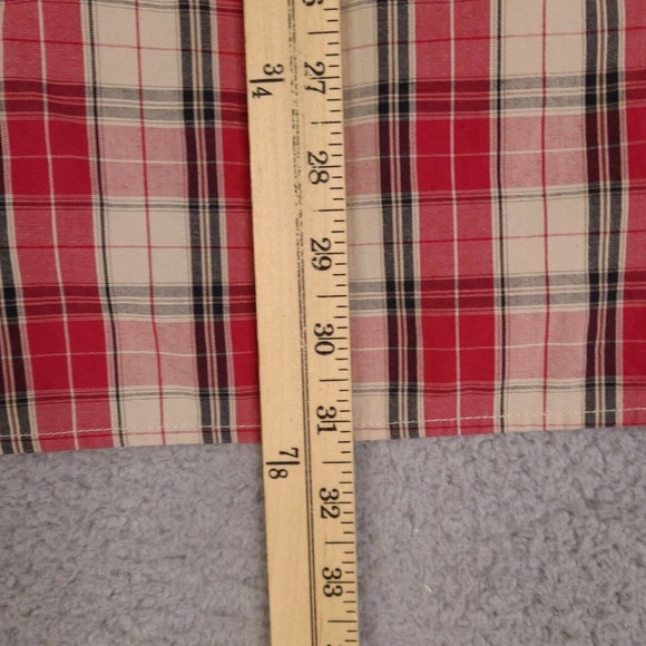 Kani Gold Shirt Mens XL Red Plaid Button Down Short Sleeve Patches Fitted - Picture 15 of 15